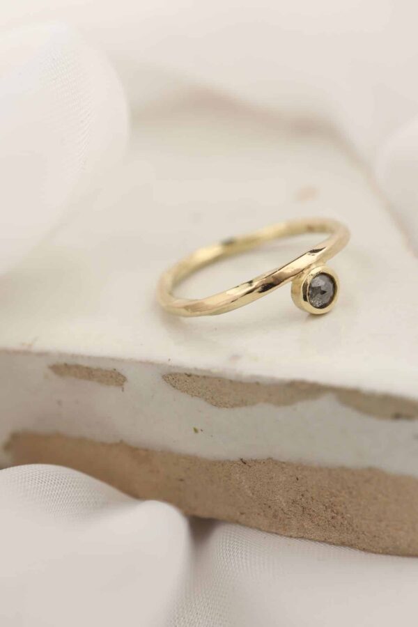 gouden ring met salt en pepper diamant roosgeslepen